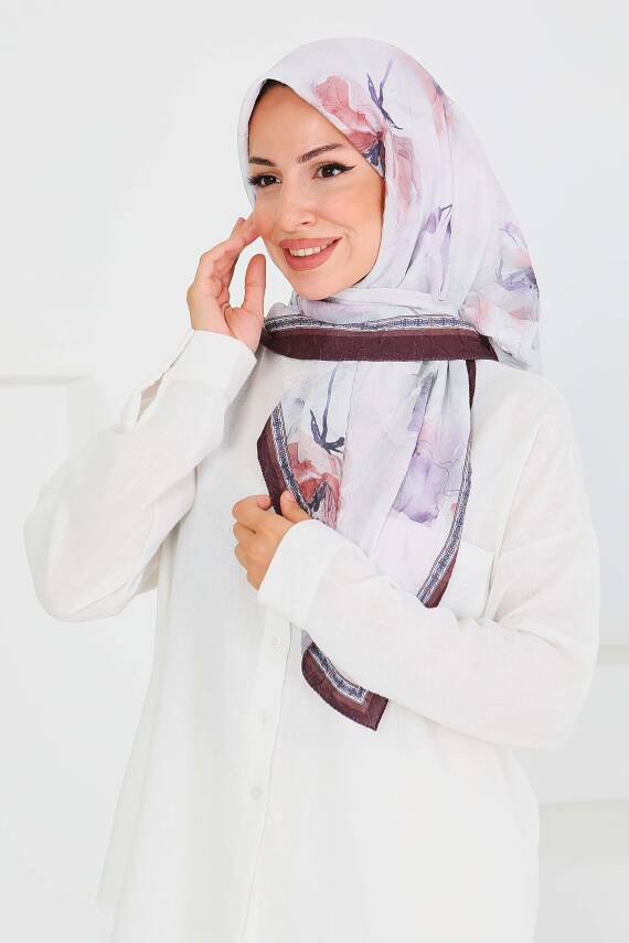 Desenli Bambu Şal Kahve - 27521 - 2