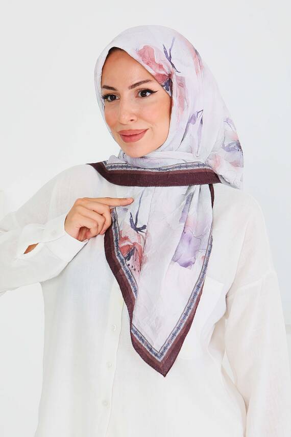 Desenli Bambu Şal Kahve - 27521 - 3