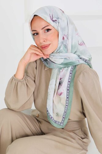 Desenli Bambu Şal Mint - 27521 