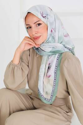 Desenli Bambu Şal Mint - 27521 