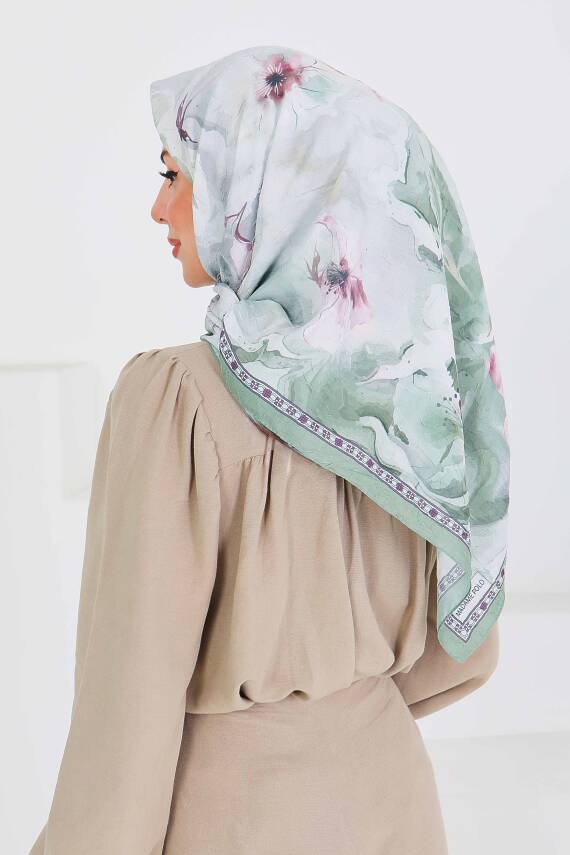 Desenli Bambu Şal Mint - 27521 - 5