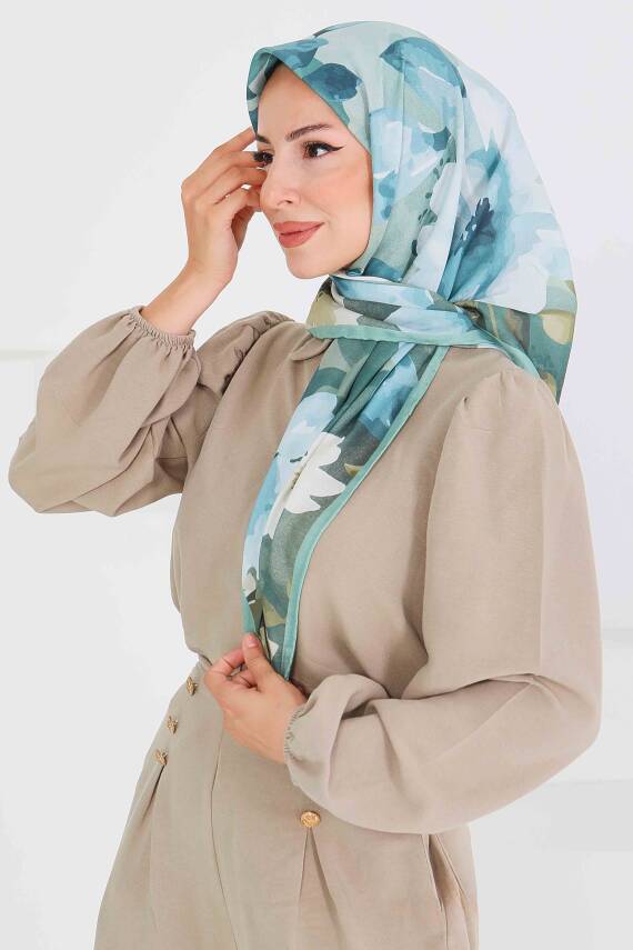 Desenli Bambu Şal Mint - 27522 - 3