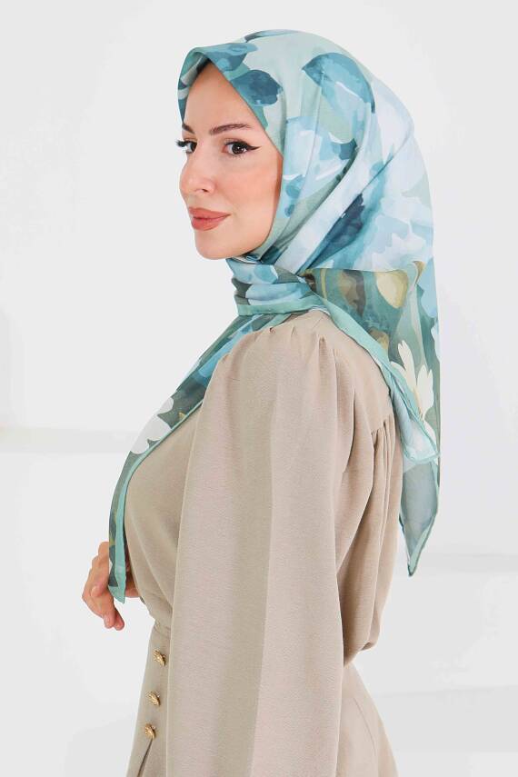 Desenli Bambu Şal Mint - 27522 - 4
