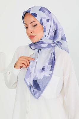 Desenli Bambu Şal Mor - 27522 