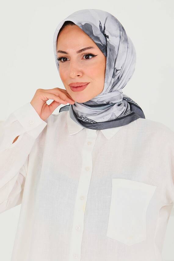 Desenli Bambu Şal Siyah - 27521 - 2
