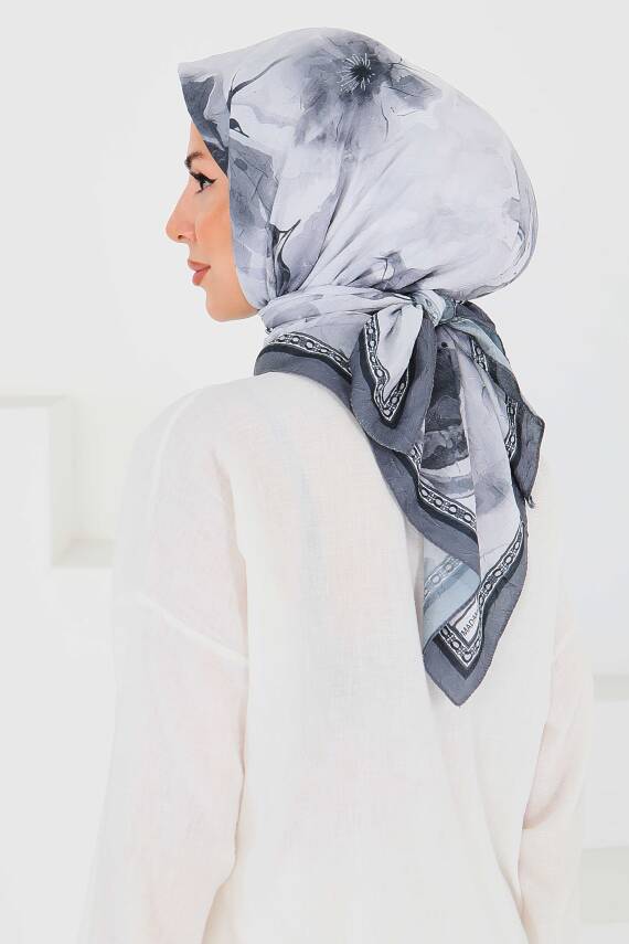 Desenli Bambu Şal Siyah - 27521 - 4
