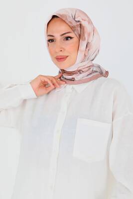 Desenli Bambu Şal Somon - 27521 - 2
