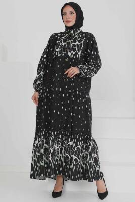 Desenli Düğmeli Elbise Mint - 27493 - 4