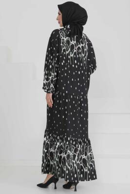 Desenli Düğmeli Elbise Mint - 27493 - 5