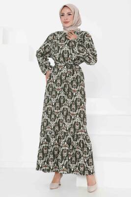 Desenli Elbise Haki - 27368 - 3