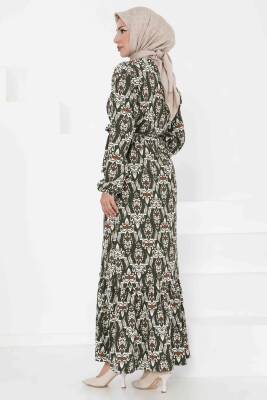Desenli Elbise Haki - 27368 - 5