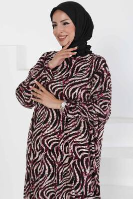 Desenli Elbise Mor - 27370 - 2