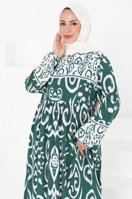 Desenli Elbise Zümrüt - 27431 - 2