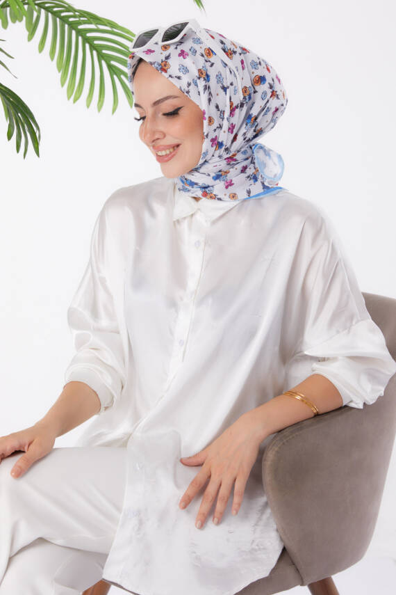 Desenli Eşarp Bebe Mavi - 25978 - 1