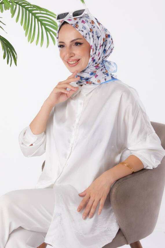 Desenli Eşarp Bebe Mavi - 25978 - 2