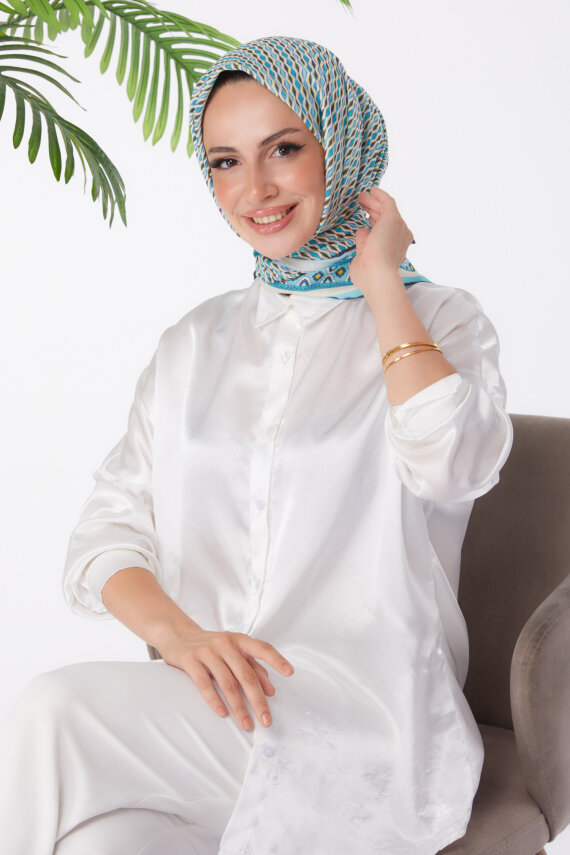 Desenli Eşarp Mint - 25974 - 1
