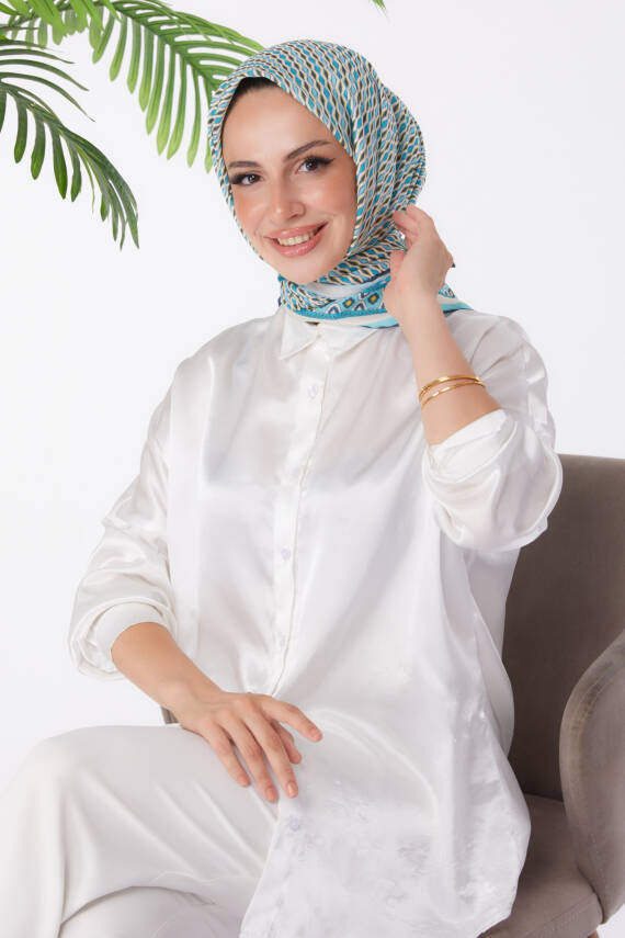 Desenli Eşarp Mint - 25974 - 1