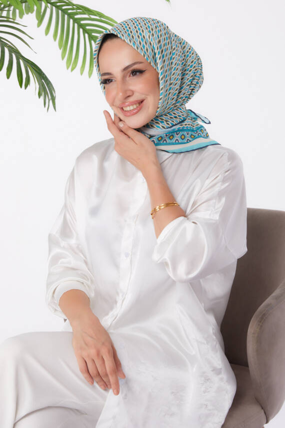 Desenli Eşarp Mint - 25974 - 2