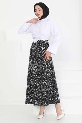 Desenli Kiloş Etek Siyah - 27238 