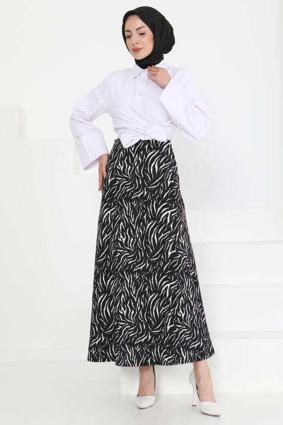Desenli Kiloş Etek Siyah - 27238 - 2