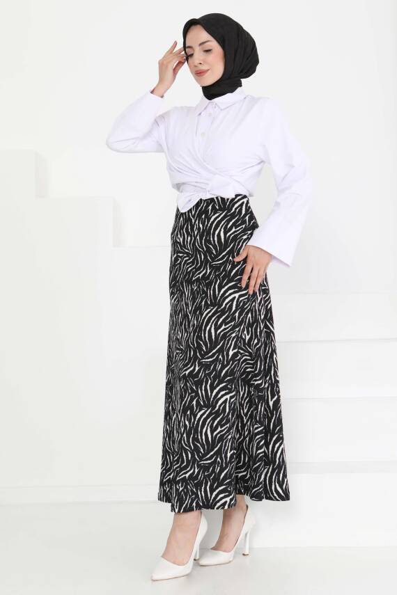 Desenli Kiloş Etek Siyah - 27238 - 4