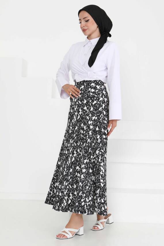 Desenli Kiloş Etek Siyah - 27373 - 2