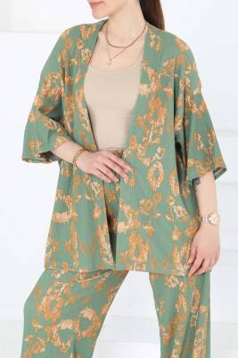 Desenli Kimono Takım Haki - 27287 - 4