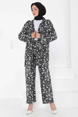 Desenli Kimono Takım Siyah - 27132 - 4