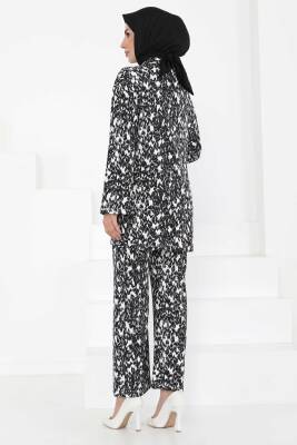 Desenli Kimono Takım Siyah - 27132 - 6