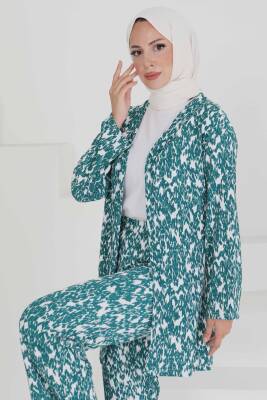 Desenli Kimono Takım Zumrut - 27132 - 4