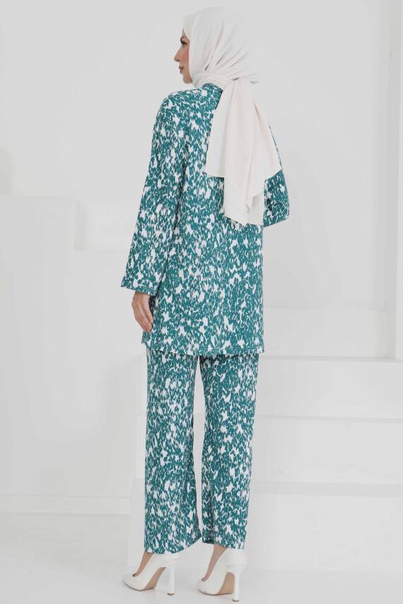 Desenli Kimono Takım Zumrut - 27132 - 5