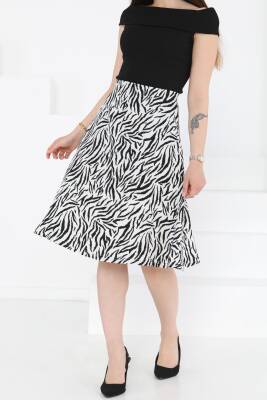 Desenli Mini Boy Etek Beyaz - 27236 