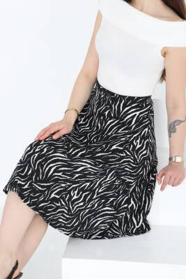 Desenli Mini Boy Etek Siyah - 27236 