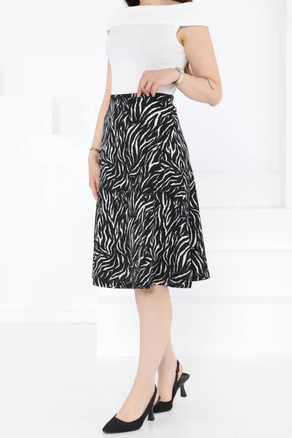 Desenli Mini Boy Etek Siyah - 27236 - 4