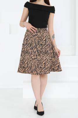 Desenli Mini Boy Etek Vizon - 27236 - 1