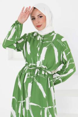 Desenli Tünelli Elbise Yesil - 27430 - 3