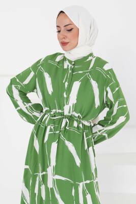 Desenli Tünelli Elbise Yesil - 27430 - 5