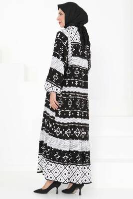 Düğme Detaylı Elbise Siyah - 27396 - 5