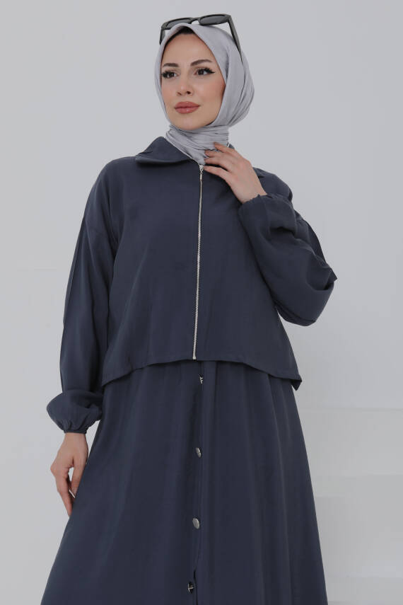 Düğme Detaylı Takım Füme - 27010 - 3