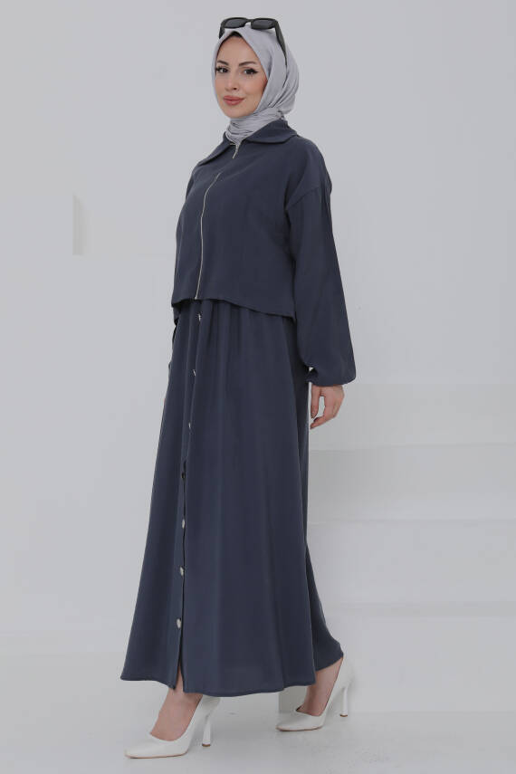 Düğme Detaylı Takım Füme - 27010 - 4