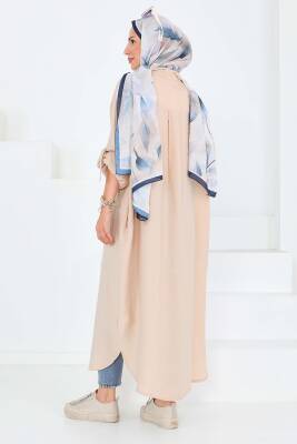 Düğmeli Elbise Bej - 27547 - 8