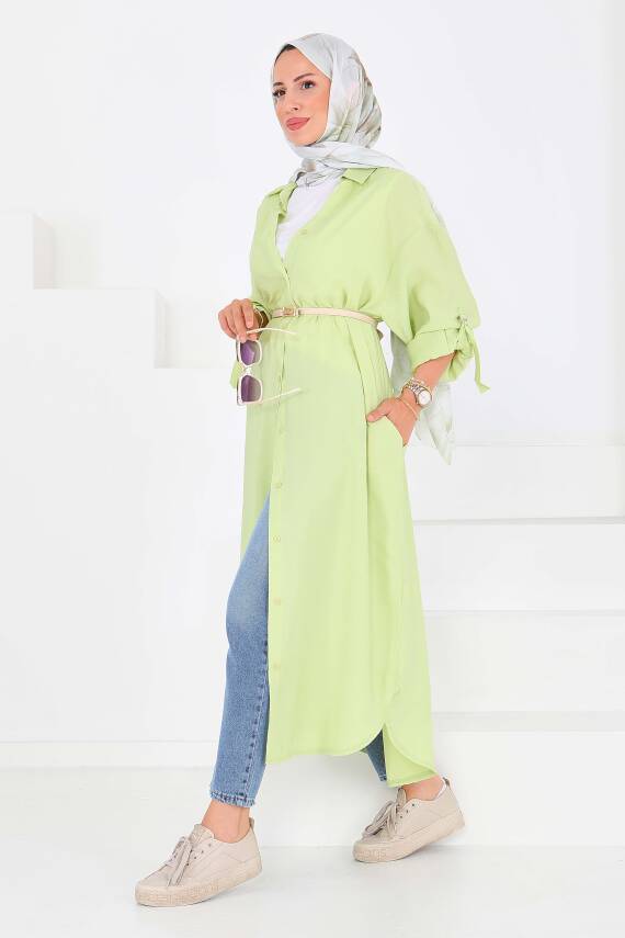 Düğmeli Elbise Yesil - 27547 - 1