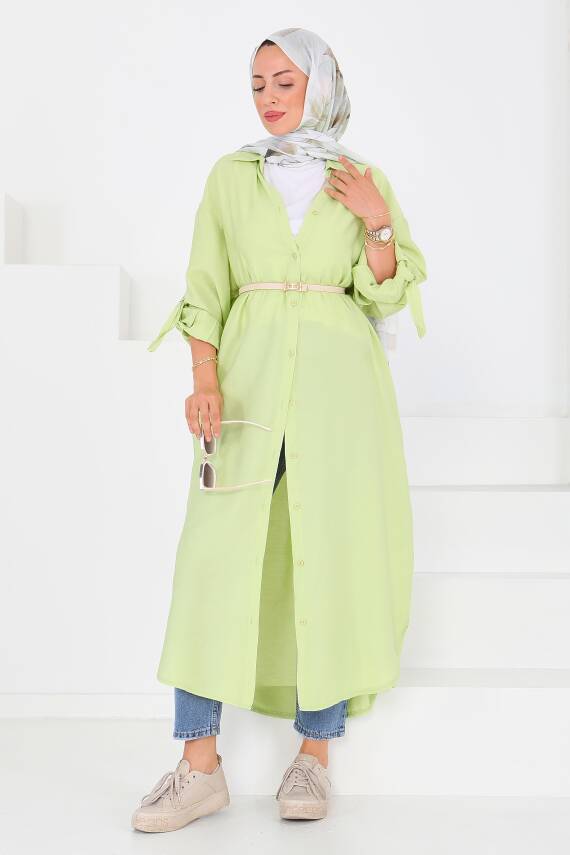 Düğmeli Elbise Yesil - 27547 - 2