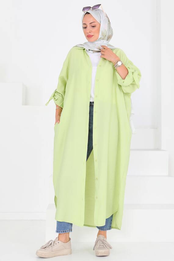 Düğmeli Elbise Yesil - 27547 - 3