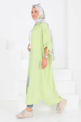 Düğmeli Elbise Yesil - 27547 - 4
