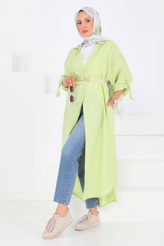 Düğmeli Elbise Yesil - 27547 - 6