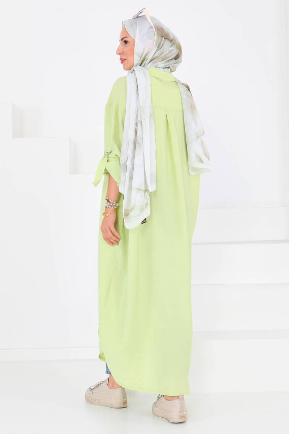 Düğmeli Elbise Yesil - 27547 - 7