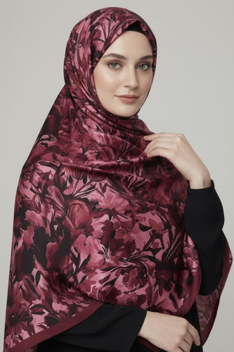 Elegance Flora Serisi Bambu Crash Şal Bordo - 28003-BORDO