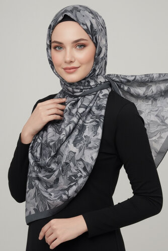 Elegance Flora Serisi Bambu Crash Şal Gri - 28003-GRI