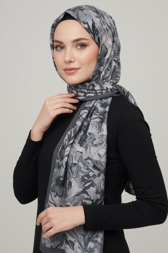Elegance Flora Serisi Bambu Crash Şal Gri - 28003-GRI - 2